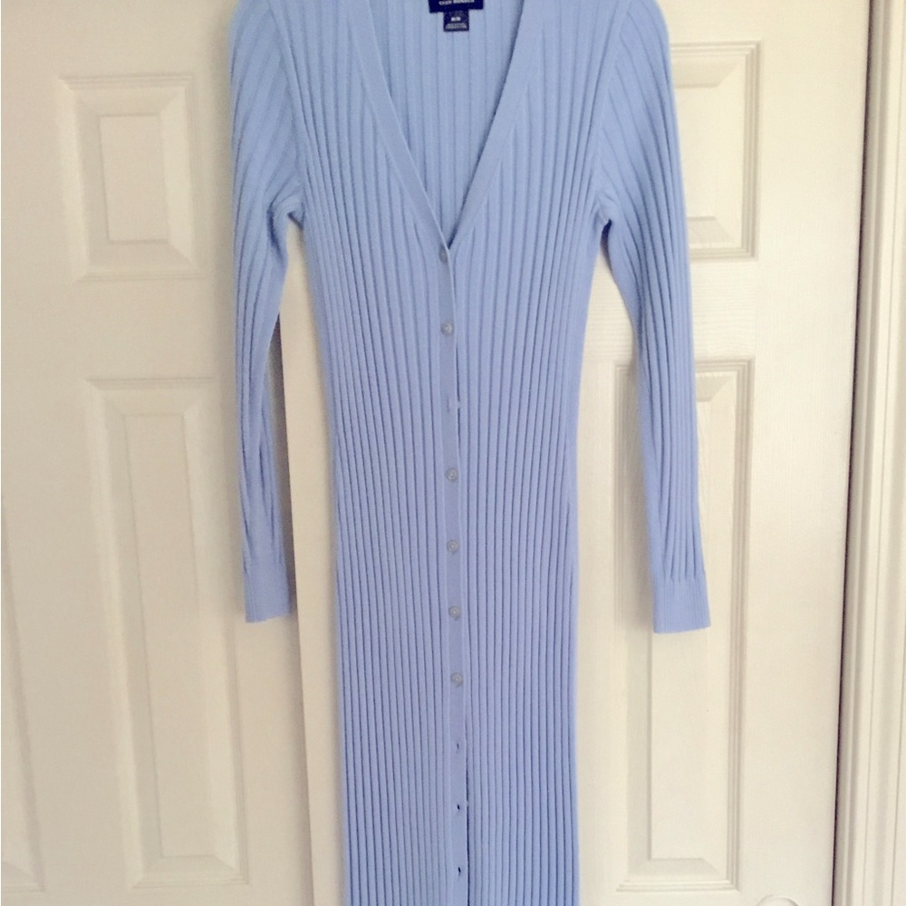 Elegant Blue Ribbed Maxi Dress